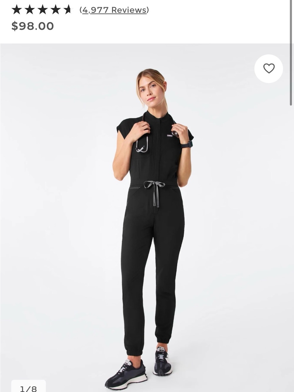 Figs Women's Black Zip-Front Utility Jumpsuit
